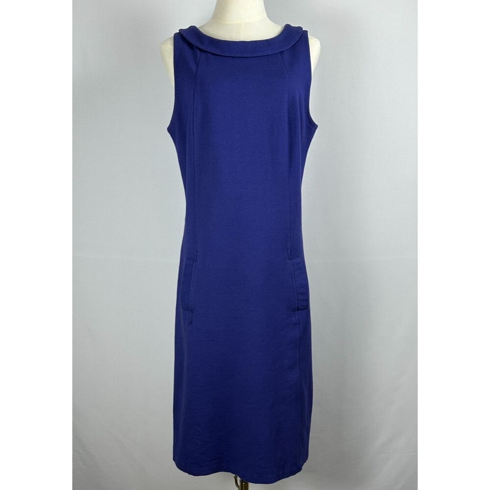 Boden Shift Dress 10L Blue Sleeveless Peter Pan Collar Mod Twee Preppy 60s Retro